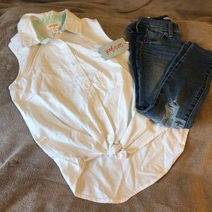 Cat & Jack White Denim Front Button-Down Shirt